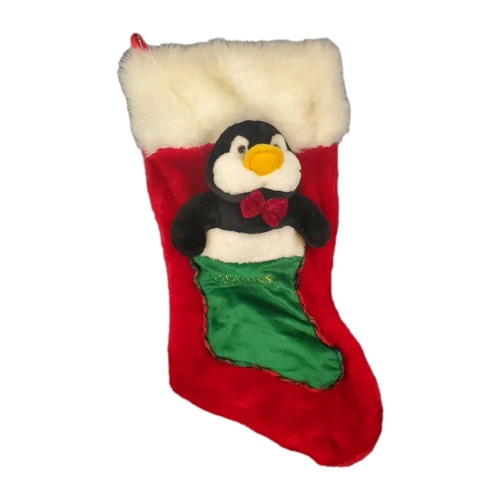 Seasons‎ Greetings Plush Penguin Christmas Stocking 20